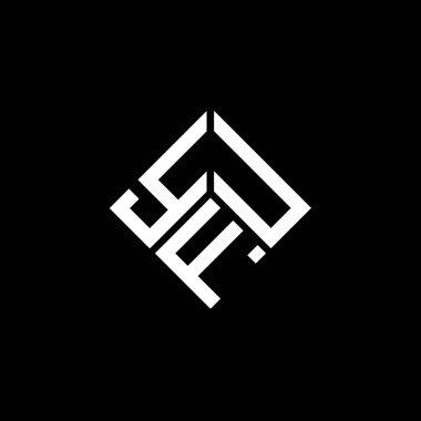 Siyah arka planda YFU harf logosu tasarımı. YFU yaratıcı harflerin baş harfleri logo kavramı. YFU harf tasarımı.