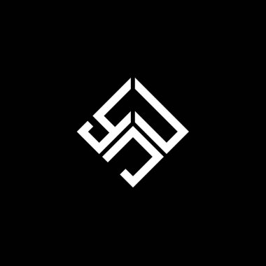 Siyah arka planda YJU harf logosu tasarımı. YJU yaratıcı harf logosu konsepti. YJU harf tasarımı.
