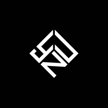 Siyah arka planda YNU harf logosu tasarımı. YNU yaratıcı harf logosu konsepti. YNU harf tasarımı.