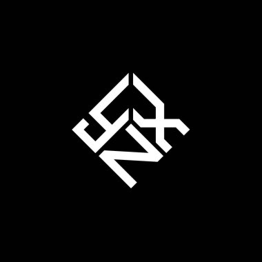 Siyah arkaplanda YNX harf logosu tasarımı. YNX yaratıcı harflerin baş harfleri logo kavramı. YNX harf tasarımı.