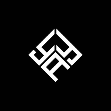 Siyah arka planda YAY harf logosu tasarımı. YAY yaratıcı harf logosu konsepti. YAY harf tasarımı.