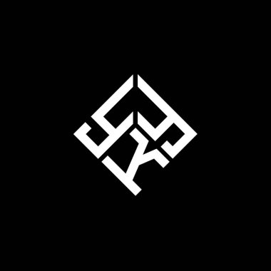 Siyah arka planda YKY harf logosu tasarımı. YKY yaratıcı harflerin baş harfleri logo kavramı. YKY harf tasarımı.