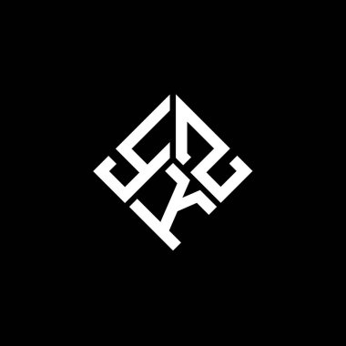 Siyah arkaplanda YKZ harf logosu tasarımı. YKZ yaratıcı harflerin baş harfleri logo kavramı. YKZ harf tasarımı.