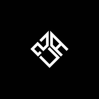 Siyah arka planda ZUA harf logosu tasarımı. ZUA yaratıcı harf logosu konsepti. ZUA harf tasarımı.