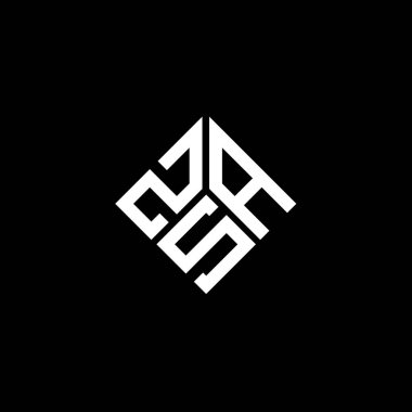 Siyah arka planda ZSA harf logosu tasarımı. ZSA yaratıcı harflerin baş harfleri logo kavramı. ZSA harf tasarımı.