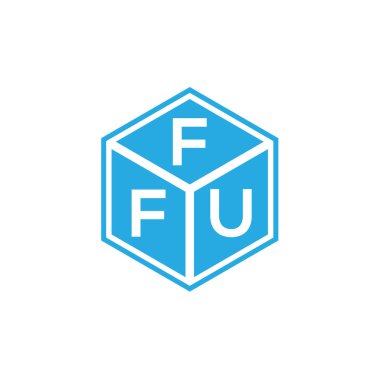 Siyah arka planda FFU harf logosu tasarımı. FFU yaratıcı harf logosu konsepti. FFU harf tasarımı.