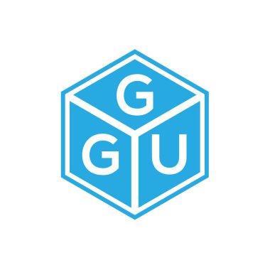 Siyah arka planda GGU harf logosu tasarımı. GGU yaratıcı harflerin baş harfleri logo kavramı. GGU harf tasarımı.
