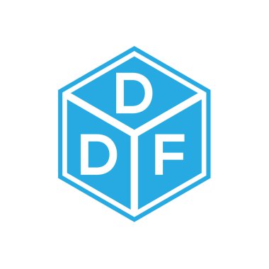 Siyah arka planda DDF harf logosu tasarımı. DDF yaratıcı harflerin baş harfleri logo kavramı. DDF harf tasarımı.