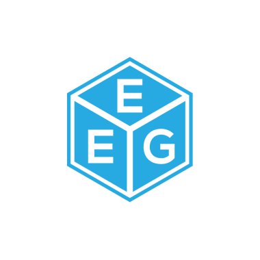 Siyah arkaplanda EEG harf logosu tasarımı. EEG yaratıcı harflerin baş harfleri logo kavramı. EEG harf tasarımı.