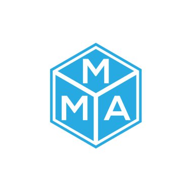 Siyah arka planda MMA harf logosu tasarımı. MMA yaratıcı harfler logosu konsepti. MMA harf tasarımı.