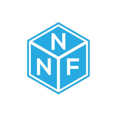 Siyah arka planda NNF harf logosu tasarımı. NNF yaratıcı harflerin baş harfleri logo kavramı. NNF harf tasarımı.