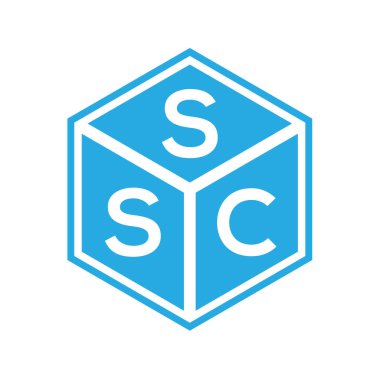 Siyah arkaplan üzerine SSC harf logosu tasarımı. SSC yaratıcı harflerin baş harfleri logo kavramı. SSC harf tasarımı.
