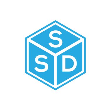 Siyah arkaplanda SSD harf logosu tasarımı. SSD yaratıcı harflerin baş harfleri logo kavramı. SSD harf tasarımı.