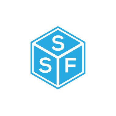 Siyah arkaplanda SSF harf logosu tasarımı. SSF yaratıcı harflerin baş harfleri logo kavramı. SSF harf tasarımı.
