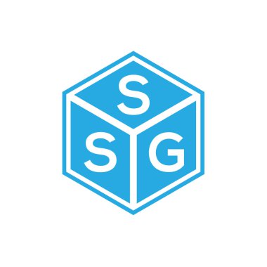 Siyah arkaplanda SSG harf logosu tasarımı. SSG yaratıcı harflerin baş harfleri logo konsepti. SSG harf tasarımı.