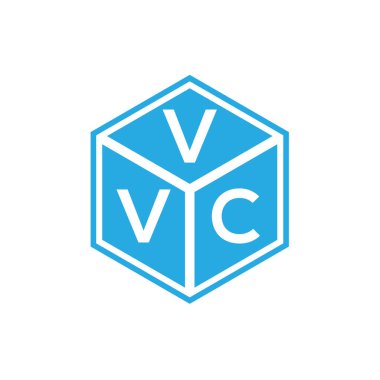 Siyah arkaplanda VVVC harf logosu tasarımı. VVK yaratıcı harflerin baş harfleri logo konsepti. VVC harf tasarımı.