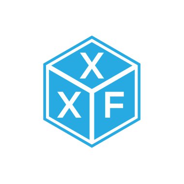 Siyah arka planda XXF harf logosu tasarımı. XXF yaratıcı harf logosu konsepti. XXF harf tasarımı.