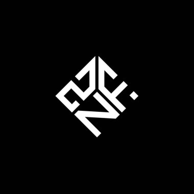 Siyah arka planda ZNF harf logosu tasarımı. ZNF yaratıcı harf logosu konsepti. ZNF harf tasarımı.