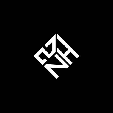 Siyah arkaplanda ZNH harf logosu tasarımı. ZNH yaratıcı harflerin baş harfleri logo kavramı. ZNH harf tasarımı.