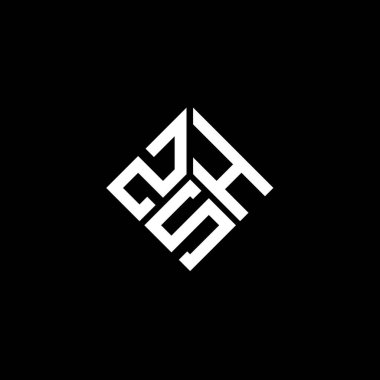 Siyah arkaplanda ZSH harf logosu tasarımı. ZSH yaratıcı harflerin baş harfleri logo kavramı. ZSH harf tasarımı.