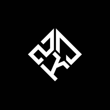 Siyah arka planda ZKJ harf logosu tasarımı. ZKJ yaratıcı harflerin baş harfleri logo kavramı. ZKJ harf tasarımı.