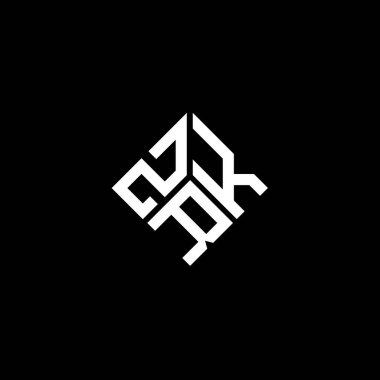Siyah arkaplanda ZRK harf logosu tasarımı. ZRK yaratıcı harflerin baş harfleri logo kavramı. ZRK harf tasarımı.