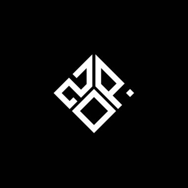 Siyah arka planda ZOP harf logosu tasarımı. ZOP yaratıcı harflerin baş harfleri logo kavramı. ZOP harf tasarımı.