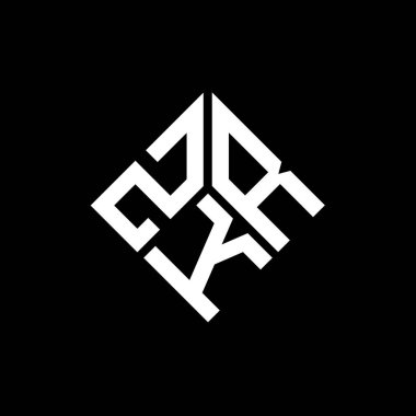 Siyah arka planda ZKR harf logosu tasarımı. ZKR yaratıcı harflerin baş harfleri logo kavramı. ZKR harf tasarımı.