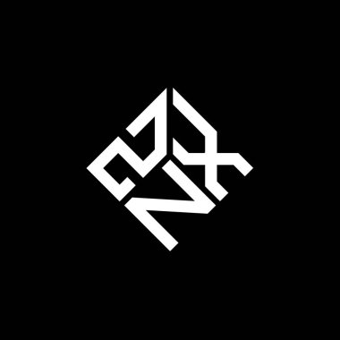 Siyah arkaplanda ZNX harf logosu tasarımı. ZNX yaratıcı harflerin baş harfleri logo kavramı. ZNX harf tasarımı.