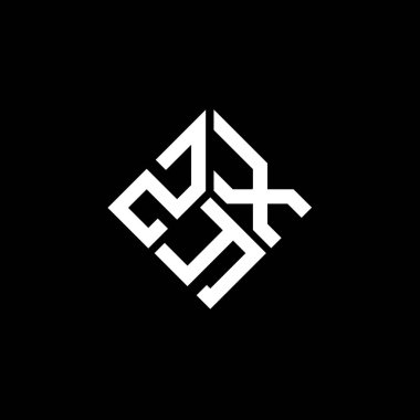 Siyah arkaplanda ZYX harf logosu tasarımı. ZYX yaratıcı harflerin baş harfleri logo kavramı. ZYX harf tasarımı.