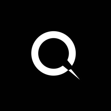 Q harfi logo tasarımı siyah arka planda. Q harfinin baş harfleri logo konsepti. Q harfi tasarımı.