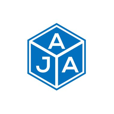 Siyah arka planda AJA harf logosu tasarımı. AJA yaratıcı harf logosu konsepti. AJA harf tasarımı.