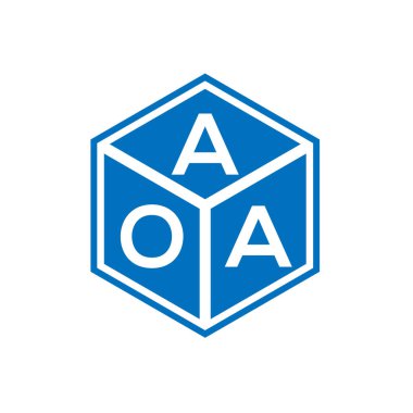 Siyah arka planda AOA harf logosu tasarımı. AOA yaratıcı harf logosu konsepti. AOA harf tasarımı.