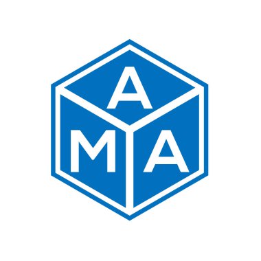 Siyah arka planda AMA harf logosu tasarımı. AMA yaratıcı harfler logosu konsepti. AMA harf tasarımı.