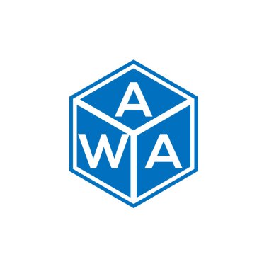 Siyah arka planda AWA harf logosu tasarımı. AWA yaratıcı harf logosu konsepti. AWA harf tasarımı.