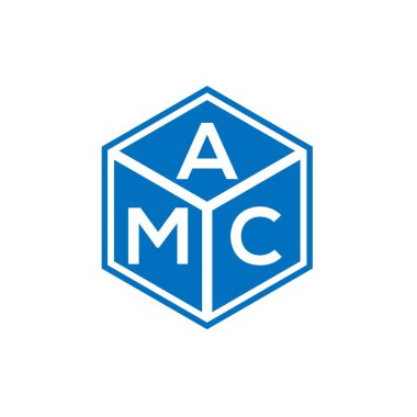 Siyah arka planda AMC harf logosu tasarımı. AMC yaratıcı harflerin baş harfleri logo kavramı. AMC harf tasarımı.