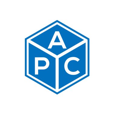 Siyah arka planda APC harf logosu tasarımı. APC yaratıcı harflerin baş harfleri logo kavramı. APC harf tasarımı.