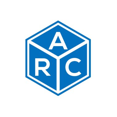 Siyah arka planda ARC harf logosu tasarımı. ARC yaratıcı harflerin baş harfleri logo kavramı. ARC harf tasarımı.