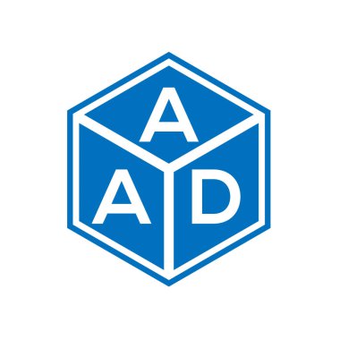 Siyah arkaplanda AAD harfi logo tasarımı. AAD yaratıcı harfler logosu konsepti. AAD harf tasarımı.