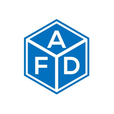 Siyah arka planda AFD harf logosu tasarımı. AFD yaratıcı harflerin baş harfleri logo kavramı. AFD harf tasarımı.