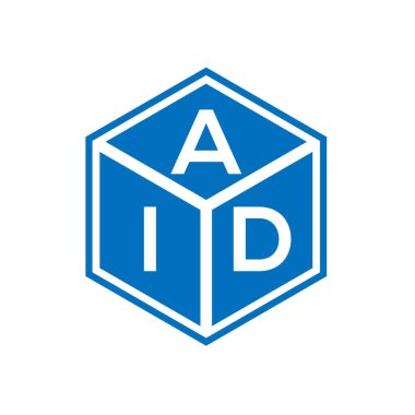 Siyah arka planda AID harf logosu tasarımı. AID yaratıcı harf logosu konsepti. AID harf tasarımı.