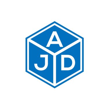 Siyah arka planda AJD harf logosu tasarımı. AJD yaratıcı harflerin baş harfleri logo kavramı. AJD harf tasarımı.