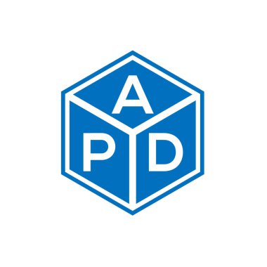 Siyah arka planda APD mektup logosu tasarımı. APD yaratıcı harflerin baş harfleri logo konsepti. APD harf tasarımı.