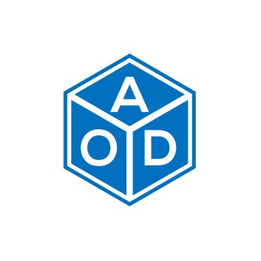 Siyah arka planda AOD harfi logo tasarımı. AOD yaratıcı harf logosu konsepti. AOD harf tasarımı.