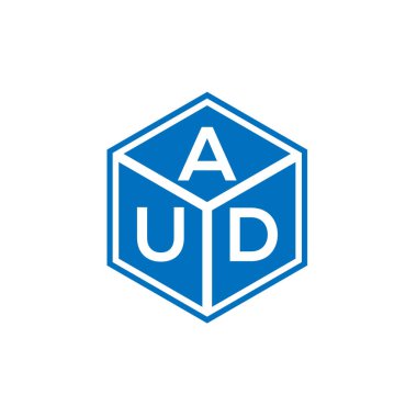Siyah arka planda AUD harf logosu tasarımı. AUD yaratıcı harflerin baş harfleri logo kavramı. AUD harf tasarımı.