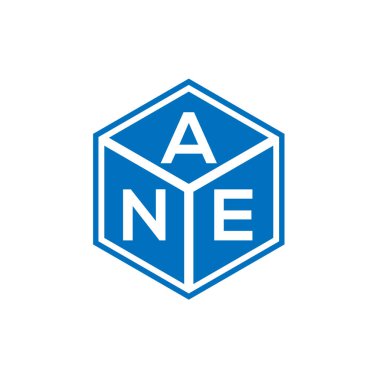 Siyah arka planda ANE harf logosu tasarımı. ANE yaratıcı harflerin baş harfleri logo kavramı. ANE harf tasarımı.
