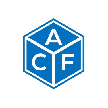 Siyah arka planda ACF harf logosu tasarımı. ACF yaratıcı harflerin baş harfleri logo kavramı. ACF harf tasarımı.