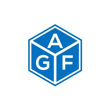 Siyah arkaplanda AGF harf logosu tasarımı. AGF yaratıcı harflerin baş harfleri logo kavramı. AGF harf tasarımı.