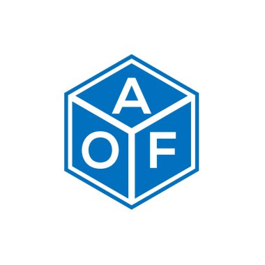 Siyah arkaplanda AOF harf logosu tasarımı. Yaratıcı harflerin baş harfleri logo konsepti. AOF harf tasarımı.