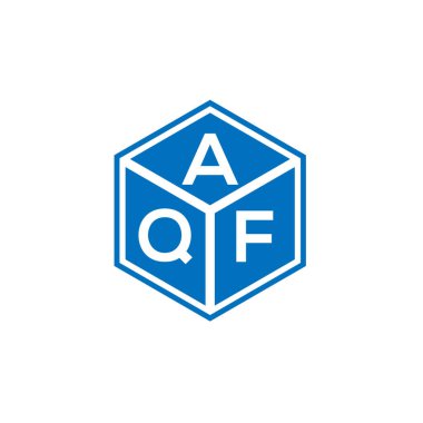 Siyah arka planda AQF harf logosu tasarımı. AQF yaratıcı harflerin baş harfleri logo kavramı. AQF harf tasarımı.